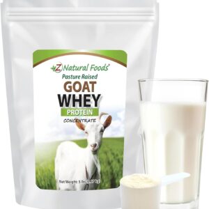 Z Natural Foods Goat Whey Protein Powder Concentrate – Undenatured, Unflavored, Pasture Raised Whey – Clean Goat Protein Powder with Vital Proteins for Weight Management, Immune Support, Fitness, 5 lb