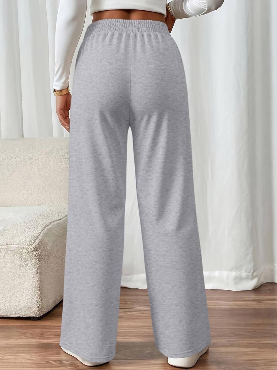 Women's High Waist Wide Leg Pants – Loose Casual Full-Length Trousers with Pockets | Elegant Everyday Lounge Style - Image 2