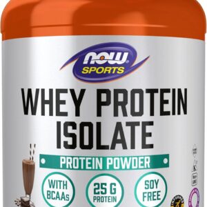 NOW Foods Sports Nutrition, Whey Protein Isolate, 25 g With BCAAs, Creamy Chocolate Powder, 1.8-Pound