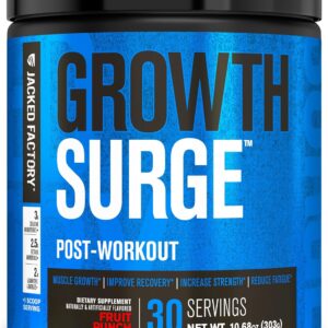 Jacked Factory Growth Surge Creatine Post Workout w/L-Carnitine – Daily Muscle Builder & Recovery Supplement with Creatine Monohydrate, Betaine, L-Carnitine L-Tartrate – 30 Servings, Fruit Punch