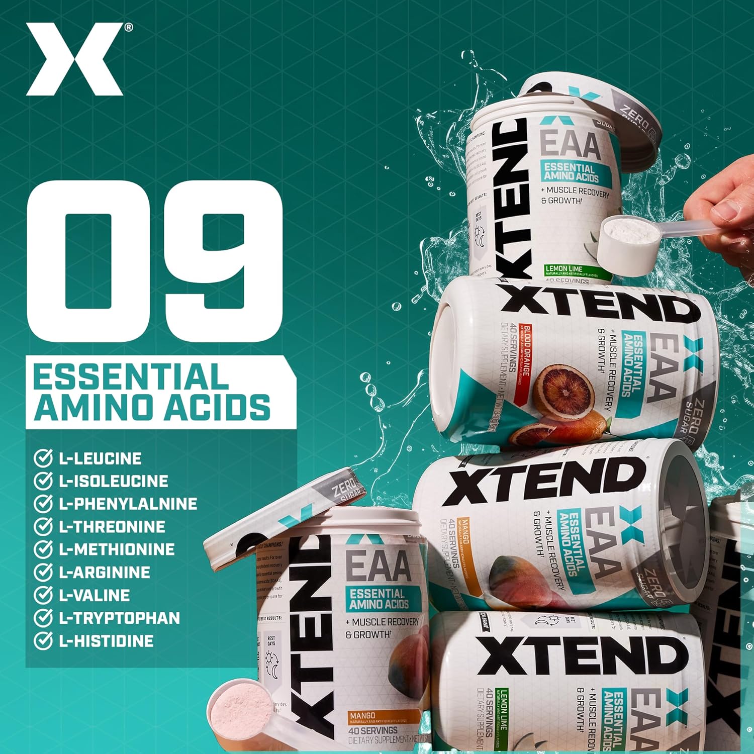 Xtend Scivation EAA + BCAA Powder | Muscle Recovery & Lean Muscle Growth | 9 Essential Amino Acids for Intra Workout or Post Workout Recovery | 10g EAAs Per 2 Servings | Mango 40 Servings - Image 3
