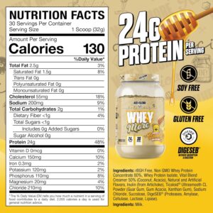 Axe & Sledge WHEY More Premium Protein Blend | 24g Protein, Whey Concentrate & Isolate | Prebiotic Fiber for Enhanced Absorption | Creamy, Delicious, Versatile | 30 Servings, Honey Grizzly Graham