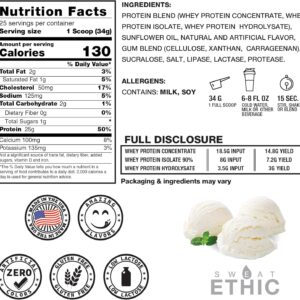 Sweat Ethic Whey’d Protein Powder, 25 G Whey Protein Blend with Concentrate (30 Ounce, Vanilla Cream)