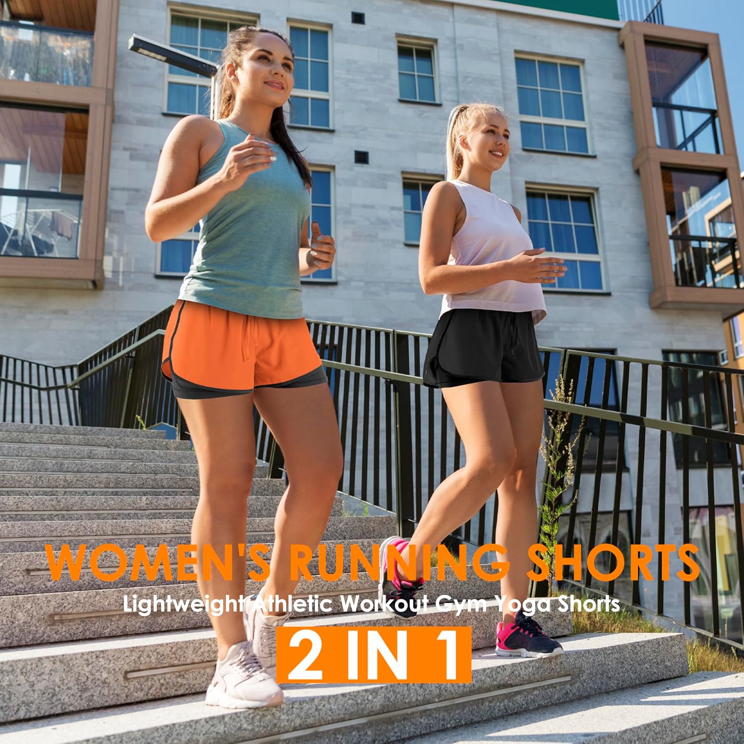 Women's 2 in 1 Running Shorts for Gym Yoga Workout Athletic Shorts High-Waisted Shorts with Liner Pockets - Image 6