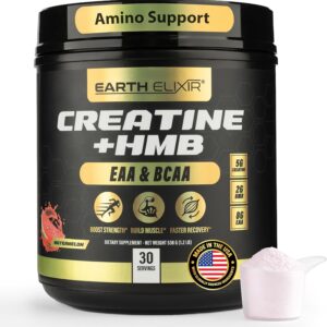 Creatine HMB Supplements for Men and Women w/Essential Amino Acids | EAA & BCAA Powder Mix | Creatine Monohydrate Powder and HMB | EAAS & BCAAS | Made in USA & 3rd Party Tested