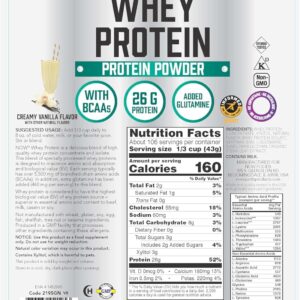 NOW Foods Sports Nutrition, Whey Protein, 26 G With BCAAs, Creamy Vanilla Powder, 10-Pound