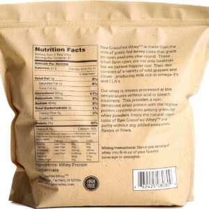Raw Grass Fed Whey Protein Powder – Unflavored, Only 1 Ingredient: 100% Pure Grass-Fed Whey from Happy, Healthy Cows – Undenatured, Non-GMO, Hormone-Free, Gluten-Free, Made in USA, 5LB