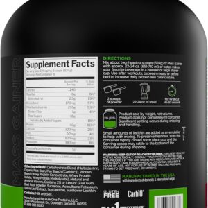Rule1 Mass Gainer – High-Calorie Weight Gain Formula with 1,220+ Calories, 250g+ Complex Carb Blend, 40g All-Whey Protein Per Serving (8 Servings, Strawberries & Crème)