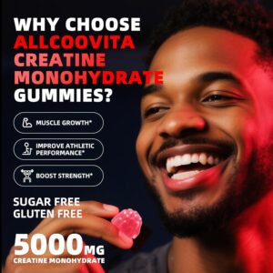 NSF Certified Creatine Gummy 5g – Creatine Monohydrate Gummies for Men & Women. Boost Focus,Strength, and Endurance, Anti-Melting Formula, Vegan, Gluten-Free, Non-GMO,(Strawberry 135 ct)