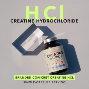 AMANDEAN Creatine HCl Pills. American Made CON-CRET. 120 Capsules. 7X Concentrated vs Monohydrate Powder. No Bloat. Muscle, Energy, Cognitive, Recovery Support for Men & Women. Gluten Free, Non-GMO.