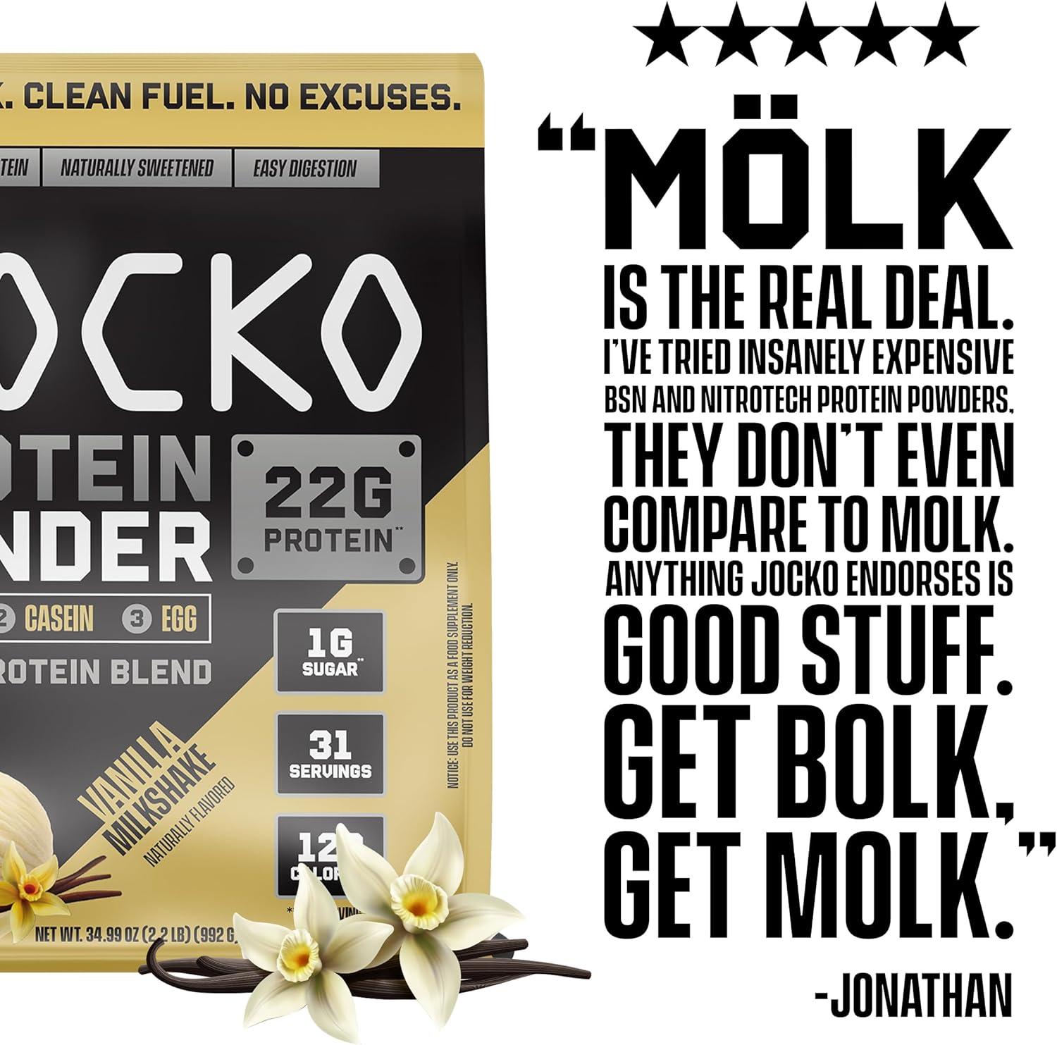 Jocko Fuel Protein Bundle (2 Pack) - Chocolate Peanut Butter (2lb) + Vanilla (2lb) - Supports Muscle Recovery & Growth - Image 9