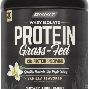 ONNIT Grass Fed Whey Isolate Protein Powder, Vanilla Flavor, Whey Protein Powder Dietary Supplement to Support Muscle Gain and Workout Recovery, 30 Servings per Tub, 30.7 oz