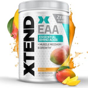 Xtend Scivation EAA + BCAA Powder | Muscle Recovery & Lean Muscle Growth | 9 Essential Amino Acids for Intra Workout or Post Workout Recovery | 10g EAAs Per 2 Servings | Mango 40 Servings