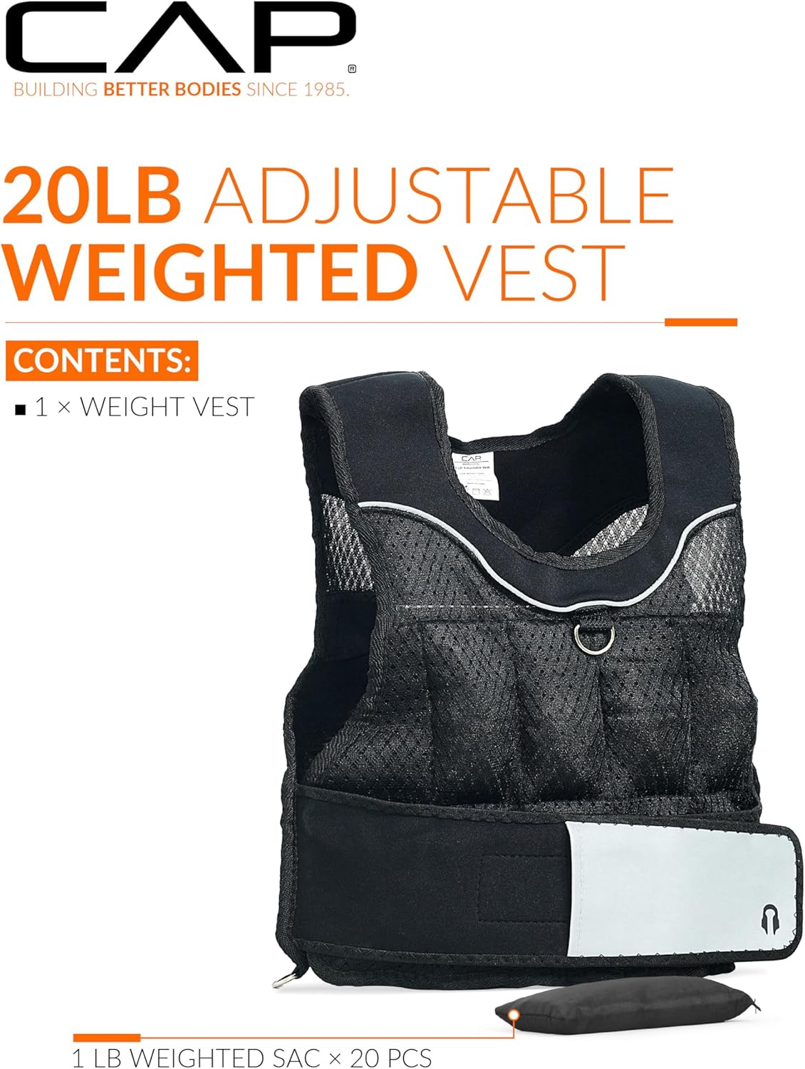 CAP Barbell Adjustable Weighted Vest | 20-150 lbs | Heavy-Duty Workout Vest with Removable Iron Weights for Strength Training, Cardio, Running, and Calisthenics - Image 2