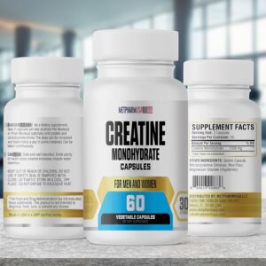 Creatine Monohydrate Capsules, 1000 mg, 60 Vegetable Capsules, 30 Servings, for Men and Women