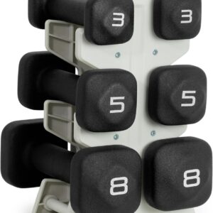 Tone Fitness Neoprene Dumbbell Set with Storage Rack – Non-Slip, Anti-Roll Hand Weights for Home Gym Workouts | 20 lb, 32 lb, 50 lb, 60 lb & 100 lb Options