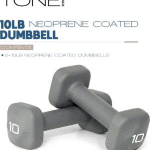 Tone Fitness Neoprene Dumbbell Weight Pairs with Anti-Roll Square Head | Multiple Options