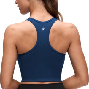 CRZ YOGA Butterluxe Racerback Crop Tank Tops for Women – Padded Y-Back Longline Sports Bras Scoop Neck Workout Yoga