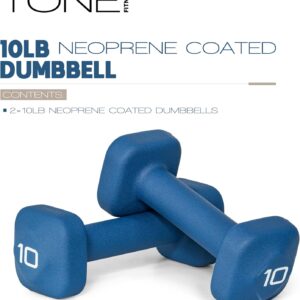 Tone Fitness Neoprene Dumbbell Weight Pairs with Anti-Roll Square Head | Multiple Options