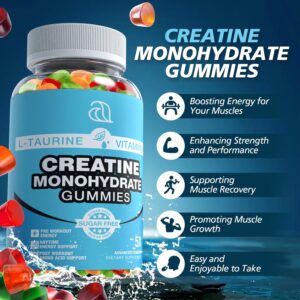Creatine Gummies for Women & Men – Creatine Monohydrate Gummies Tasty Chewable Supplement, Muscle Support & Energy Boost (2 Pack)