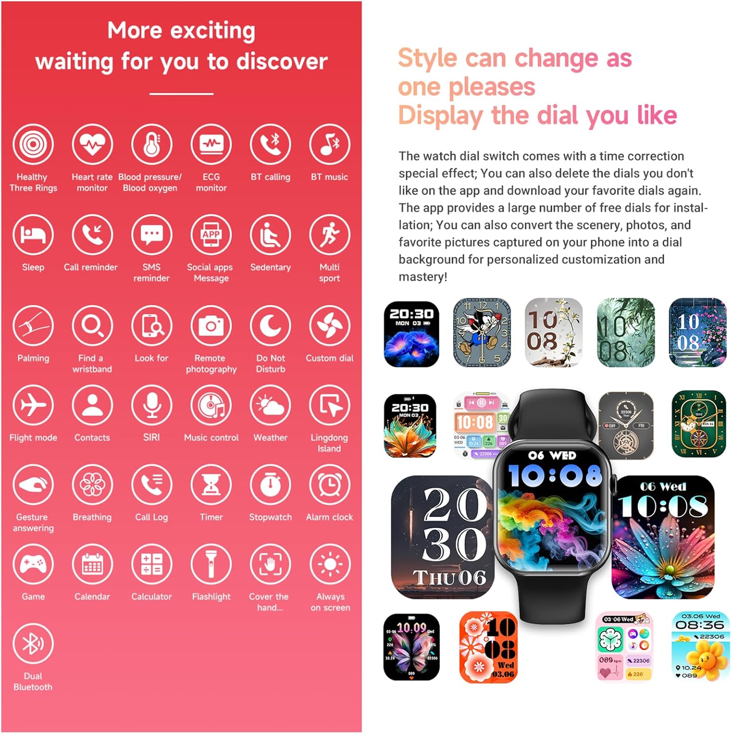AI Smartwatch for Men Women 2.09'' Smart Watch Fitness Tracker with Calling/Text Pedometer Heart Rate/SpO2/Sleep Monitor Voice Assistant Game 2 Bands Compatible Android iOS Phones (White) - Image 6