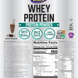 NOW Foods Sports Nutrition, Whey Protein, 24 g With BCAAs, Creamy Chocolate Powder, 10-Pound