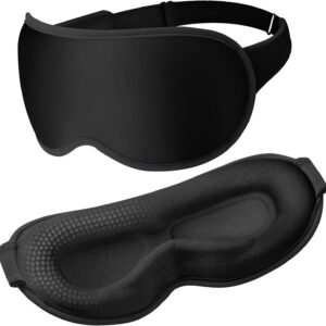 Blackout Sleep Mask for Men & Women: Weighted 3D Contoured Night Eye Cover, Zero Pressure Adjustable Strap & Breathable Fabric, Airplane Travel, Road Trips, Students,Meditation & Yoga Essentials,Black
