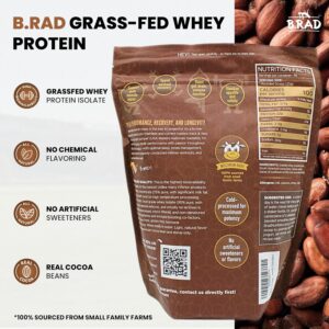 B.rad Grass Fed Whey Protein Isolate | Ultra-Pure, All-Natural, Clean Ingredients | 2 Pounds | 100% USA Sourced | Cocoa Bean (Chocolate)
