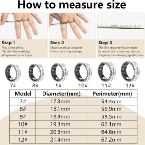Thin Smart Ring for Fitness & Health Tracking -Pedometer,Sleep/Heart Rate/Blood Oxygen Monitor, Gesture Control / 5ATM Waterproof -No APP Subscription Compatible with Smart Phone (Silver, 10)