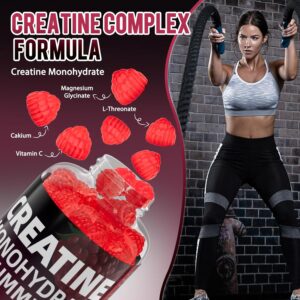 Creatine Monohydrate Gummies 5000mg Per Serving for Men & Women, Creatine Supplement for Increase Strength & Muscle Recovery – with Sugar Free, Gluten Free, Natural Raspberry Flavor-60 Count