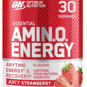 Optimum Nutrition Amino Energy – Pre Workout with Green Tea, BCAA, Amino Acids, Keto Friendly, Green Coffee Extract, Energy Powder – Juicy Strawberry Burst, 9.5 Ounce, 30 Servings (Packaging May Vary)