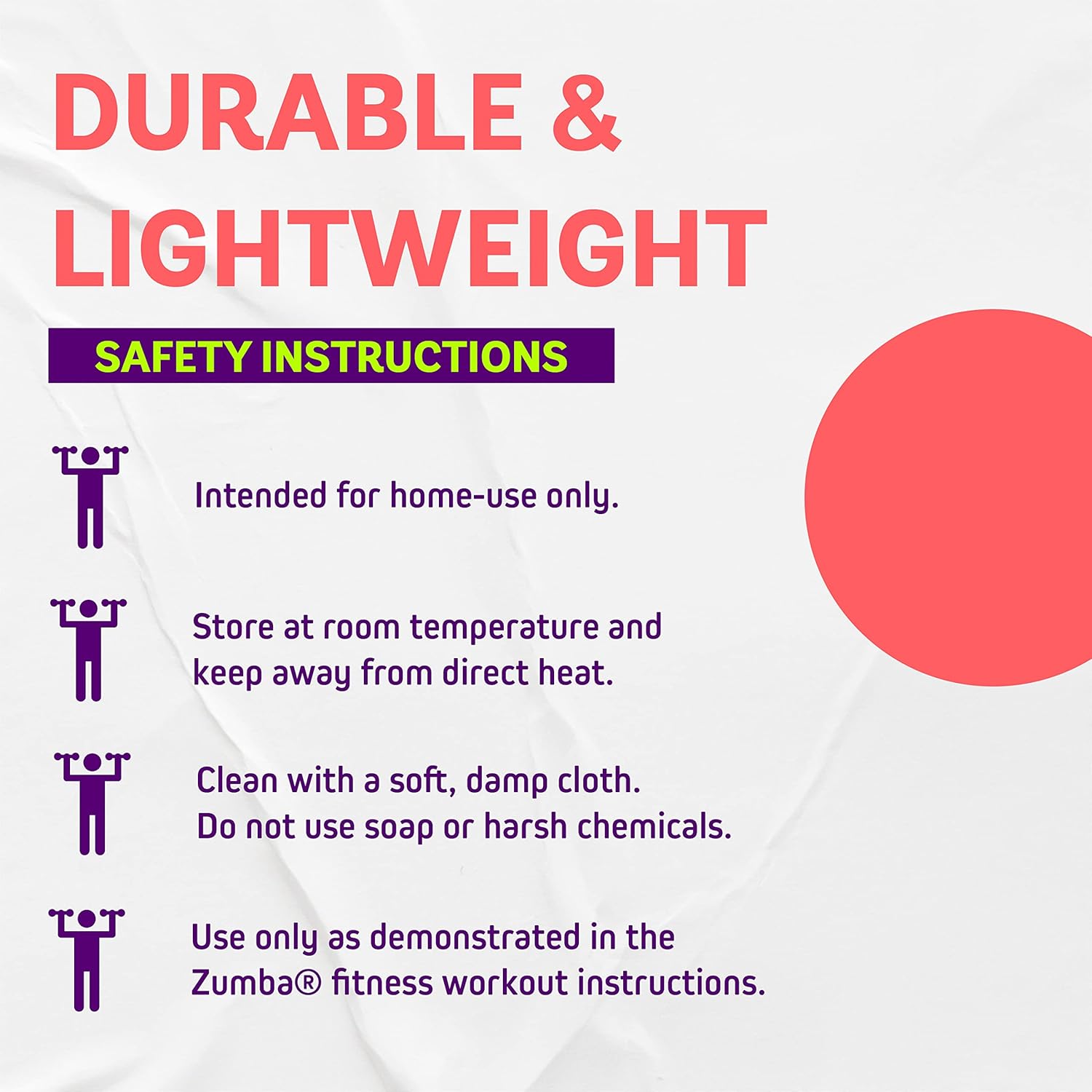 Zumba Toning Sticks 1 lb Weights Set of 2, 1 Pound Hand Weights for Women, Dumbbell Weight Set, Durable and Light 1 Pound Weights Set of 2 - Image 7