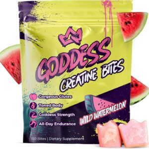 Primal Queen Goddess Creatine Gummies – Low-Sugar Chewable Creatine for Women | Booty and Muscle Builder, Faster Recovery, Strength | High-Potency Wild Watermelon Flavor – 150 Bites (5g per Serving)