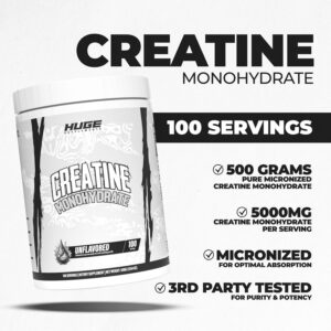 Pure Micronized Creatine Monohydrate Powder – Third Party Tested, 500 Grams, Micronized for Optimal Absorption, Clinically Dosed, No Additives, Unflavored & Easy to Mix (100 Servings)