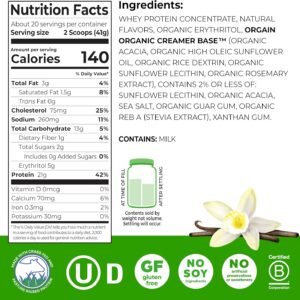 Orgain Whey Protein Powder, Vanilla Bean, 21g Grass Fed Dairy Protein, 5g BCAAs, 3g Prebiotic Fiber, No Sugar Added, No Added Hormones, Gluten Free, Kosher, for Shakes & Smoothies, 1.82 lb