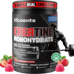 NSF Certified Creatine Gummy 5g – Creatine Monohydrate Gummies for Men & Women. Boost Focus,Strength, and Endurance, Anti-Melting Formula, Vegan, Gluten-Free, Non-GMO,(Strawberry 135 ct)