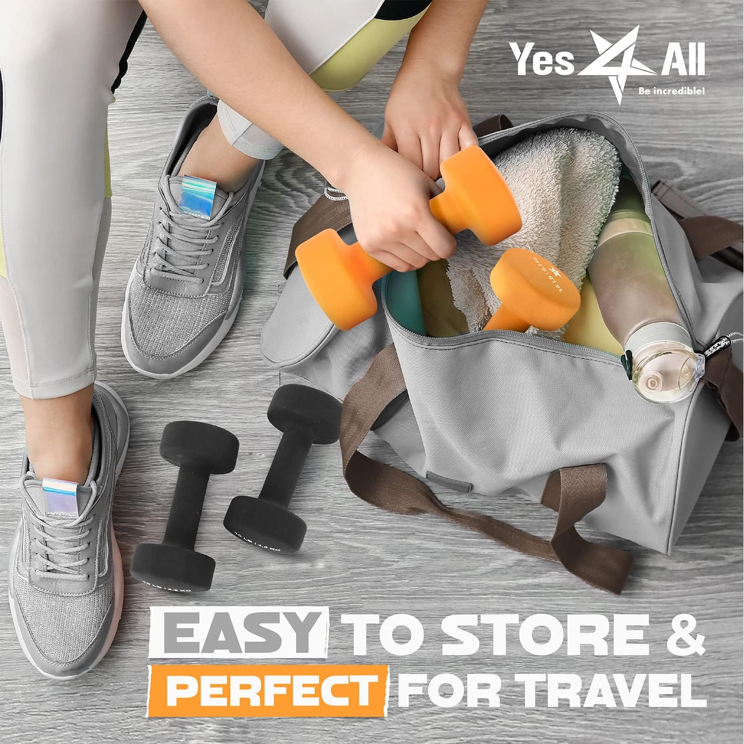 Yes4All 5 lbs Dumbbells Neoprene with Non Slip Grip – Great for Total Body Workout – Total Weight: 10 lbs (Set of 2) - Image 4