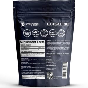 WELLNESS LABSRX Creatine Monohydrate Powder Sachets 300g – Fruit Punch Flavor Micronized Creatine Powder Supplement, Creatine for Women and Men, Supports Strength, Energy, Performance – 60 Servings