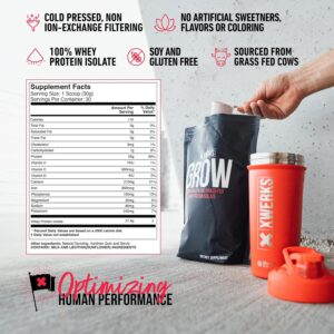 Xwerks Grow Whey Protein Powder, 25g Pure Isolate Protein from New Zealand Grass Fed Cows, Builds Strength and Speeds Recovery, Paleo and Keto Friendly, Soy and Gluten Free, Vanilla, 30 Servings