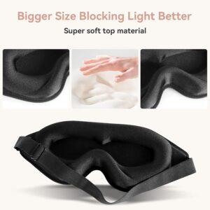 Sleep Mask for Men Women,Upgraded 3D Deep Contoured Eye Covers for Sleeping with Adjustable Strap,Block Out Light, Soft Comfort Eye Shade Cover for Travel Yoga Nap (1pcs, Black)