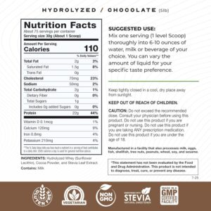 Muscle Feast Hydrolyzed Whey Protein Powder, Grass Fed and All Natural Hormone-Free, Hydro Whey Powder for Men and Women, Gluten Free, Non-GMO, Delicious Hydrolyzed Protein Powder, Chocolate, 5lb