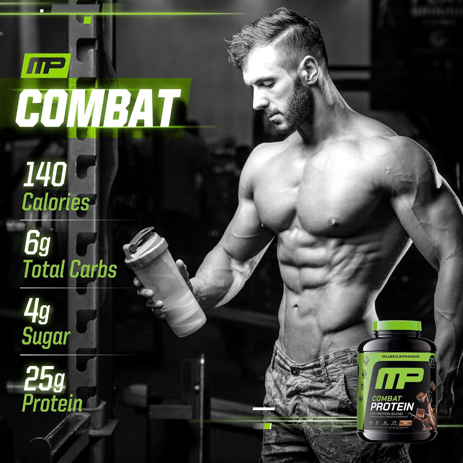 MusclePharm Combat Protein Powder, Chocolate Milk Flavor, Fuels Muscles for Productive Workouts, 5 Protein Sources Including Whey Protein Isolate & Egg Albumin, Gluten Free, 6.2 lb, 77 Servings - Image 5