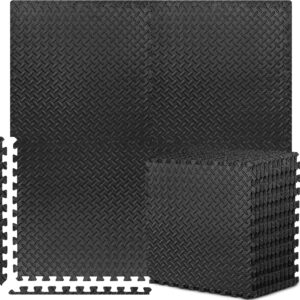 BEAUTYOVO Puzzle Exercise Mat with 12/24/48 Tiles Interlocking Foam Gym Mats, 24” x 24” EVA Foam Floor Tiles, Protective Flooring Mats for Gym Equipment