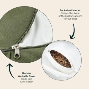Retrospec Sedona Zafu Meditation Cushion with Buckwheat Hull Fill – Adjustable Yoga & Pilates Equipment Support – 17in Crescent Cotton Cover