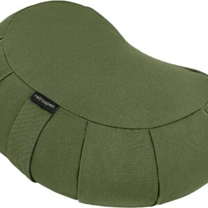 Retrospec Sedona Zafu Meditation Cushion with Buckwheat Hull Fill – Adjustable Yoga & Pilates Equipment Support – 17in Crescent Cotton Cover