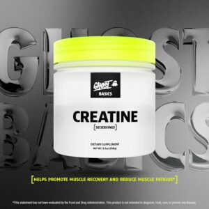 GHOST Basics Creatine Monohydrate Powder for Men & Women – 5G Creapure Creatine Workout Supplement for Muscle Gain – Vegan, Soy Free & Gluten Free – 50 Servings