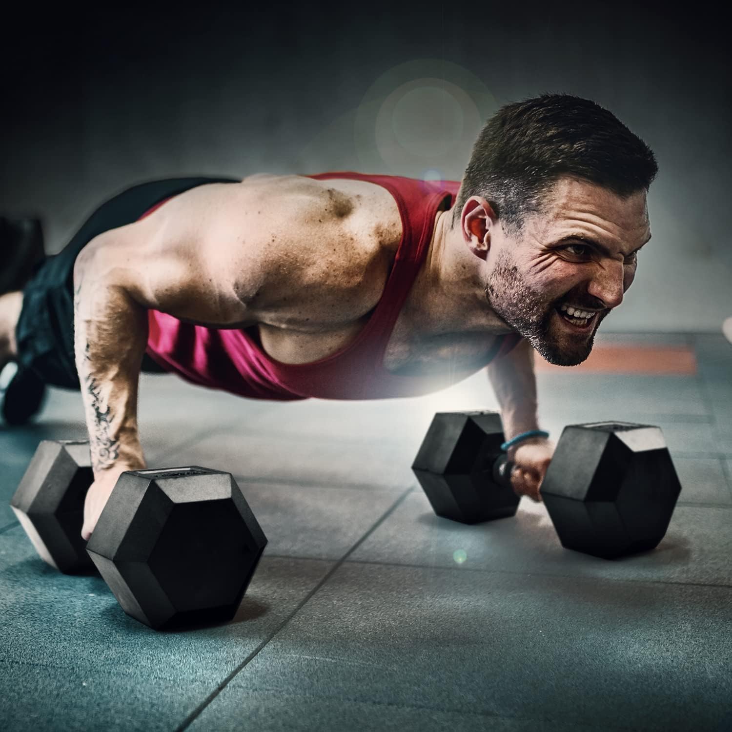 Yes4All Chrome/Rubber Grip Encased Hex Dumbbells – Hand Weights With Anti-Slip 10-30 LBS Pair - Image 7