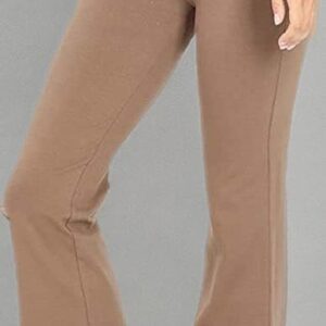 Zenana Women Fold Over Waist Cotton Stretch Flare Leg Boot Cut Yoga Pants Leggings