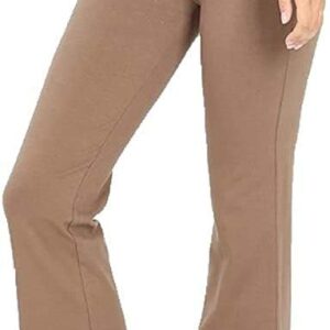 Zenana Women Fold Over Waist Cotton Stretch Flare Leg Boot Cut Yoga Pants Leggings