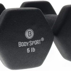 Body Sport Neoprene Dumbbell Pair – Strength Training Equipment for Exercises – Home Gym Accessories – Weight Training